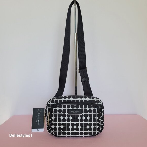 KATE SPADE Belt Bag Noel Jacquarded Printed Fabric Bag- Black Multi ⭐ - Picture 5 of 16